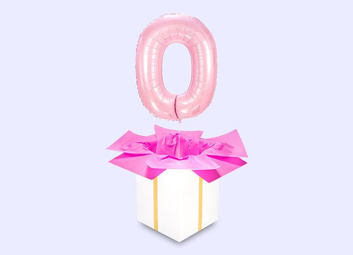 balon cyfra zero różowy